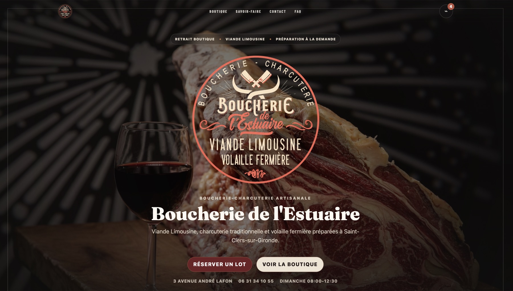 Aperçu d’un site pour une boucherie artisanale