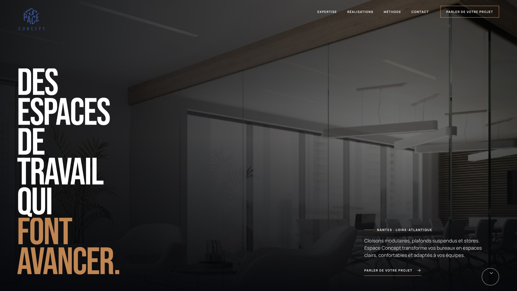 Aperçu d’un site pour une entreprise d’aménagement intérieur
