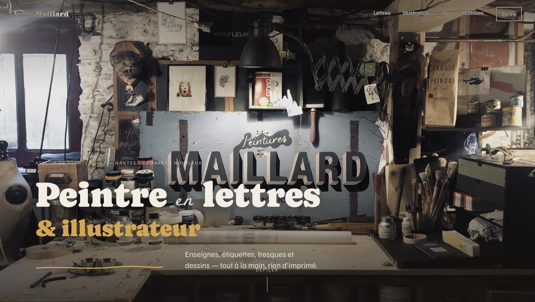 Aperçu d’un site pour peintre en lettres