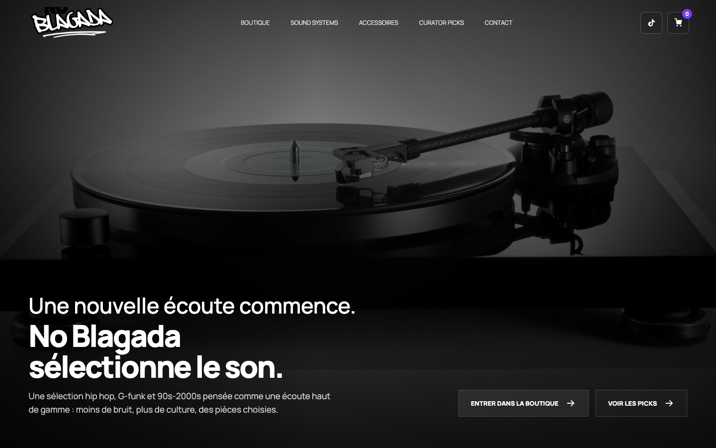 Aperçu d’un site pour une boutique de vinyles